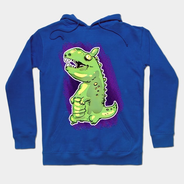 little green dinosaur cartoon Hoodie by anticute